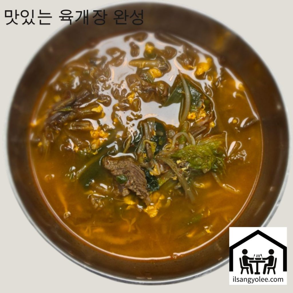 먹음직스럽게 플레이팅된 소고기 육개장 한 그릇